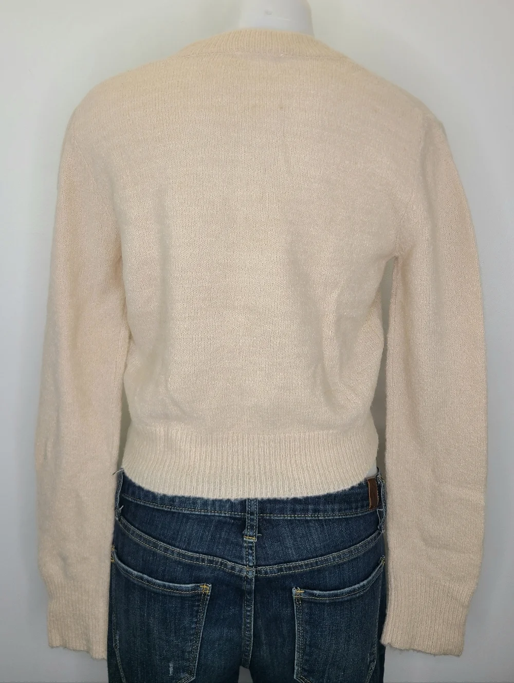 Cotton Candy LA Cream Beige V-Neck Faux Wrap Sweater Small Medium - Picture 9 of 12
